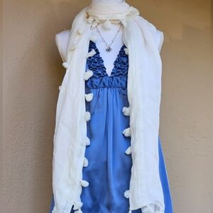 J Crew Oversized Lightweight Linen White Scarf w/ Tassels